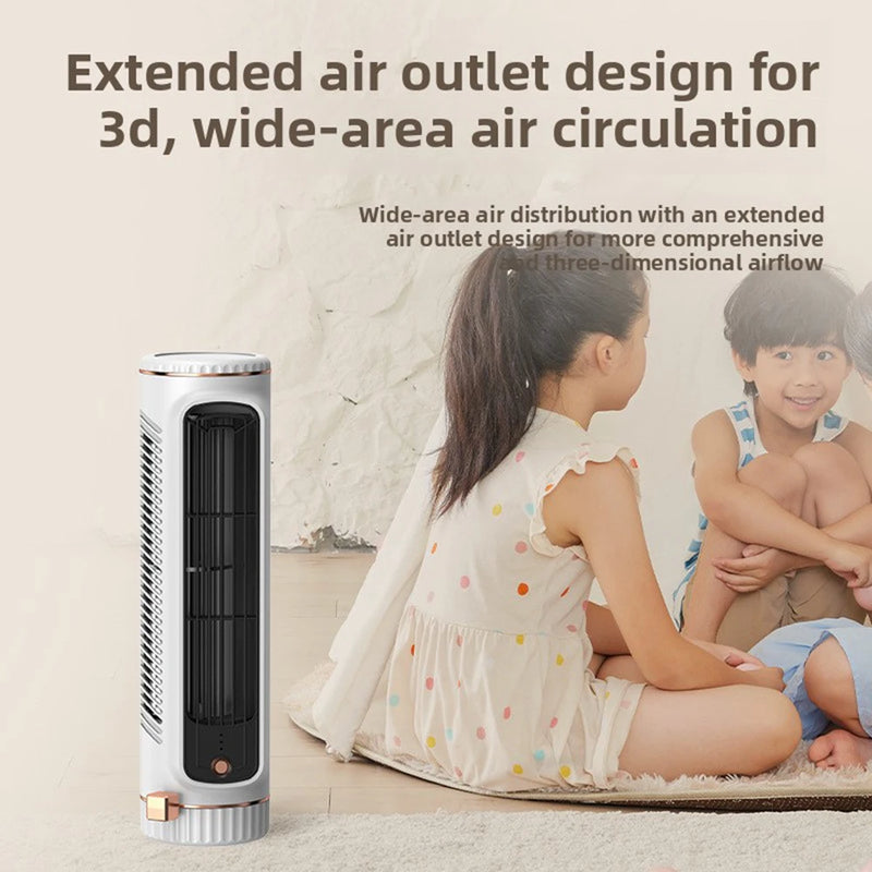 Mini Bladeless Fan Towers Fan Airs Conditioner 3 Speed Adjustables Modes Desk Airs Cooler Standing/Lying Living Room Cooling Fan
