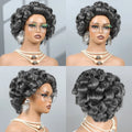 210% Short Salt And Pepper Grey Wigs Human Hair For Black Women Glueless Grey Human Hair Wig Rose Curly Pixie Cut Wig Human Hair