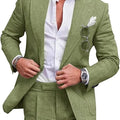 Men‘s Linen Pant Suit Set Plus - size Black Blue Single Button 2 - Piece Summer Business Formal Casual - View 16 | SAMAG