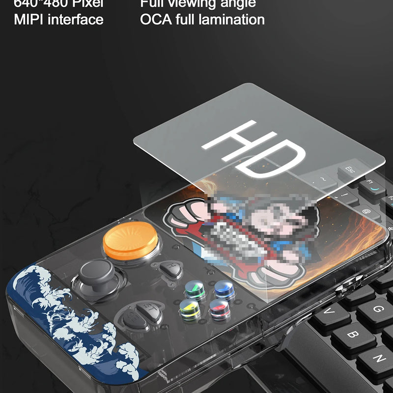 Latest Handheld Gaming Console with 3.5-inch IPS HD Screen&3D Smooth Joystick,Large Memory&Support TF Memory Card R36S Plus