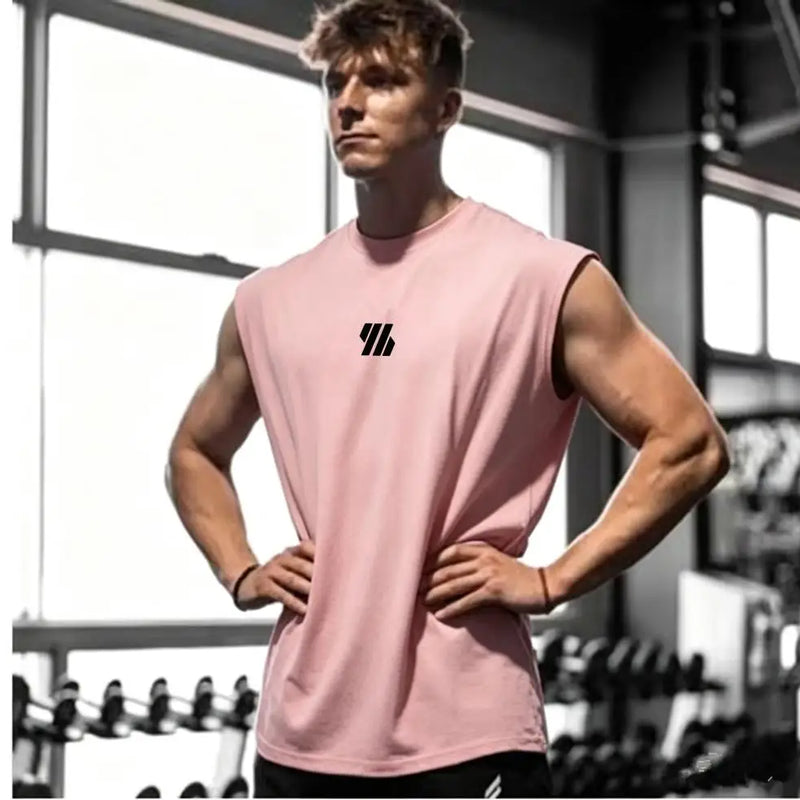 Summer men's casual wide-shoulder sleeveless vest, large-sized round-neck bird-eye fabric vest, outdoor breathable casual vest