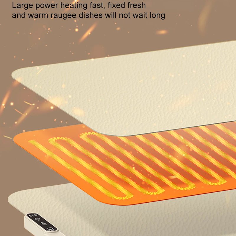 Electric Heating Plate Food Warmer Mat Silicone Dining Table Fast Warming Food Coffee Heater Tray Foldable Food Warming Plate