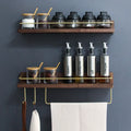 Kitchen Spice Bottle Storage Wooden Rack Multifunctional Wall Hanging Solid Brass Hook Bathroom Towel - View 2 | SAMAG