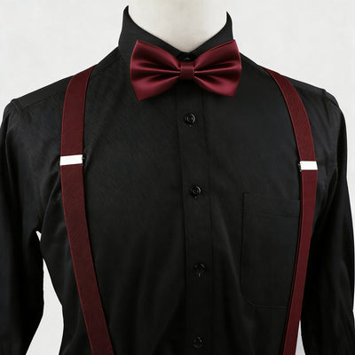 Fashion Mens Suspender Bow Tie Set Man Shirt Pants Dress Women Wedding Party Solid Color Suit Skirt With Braces | SAMAG
