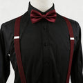 Fashion Mens Suspender Bow Tie Set Man Shirt Pants Dress Women Wedding Party Solid Color Suspender Suit Skirt With Braces Straps