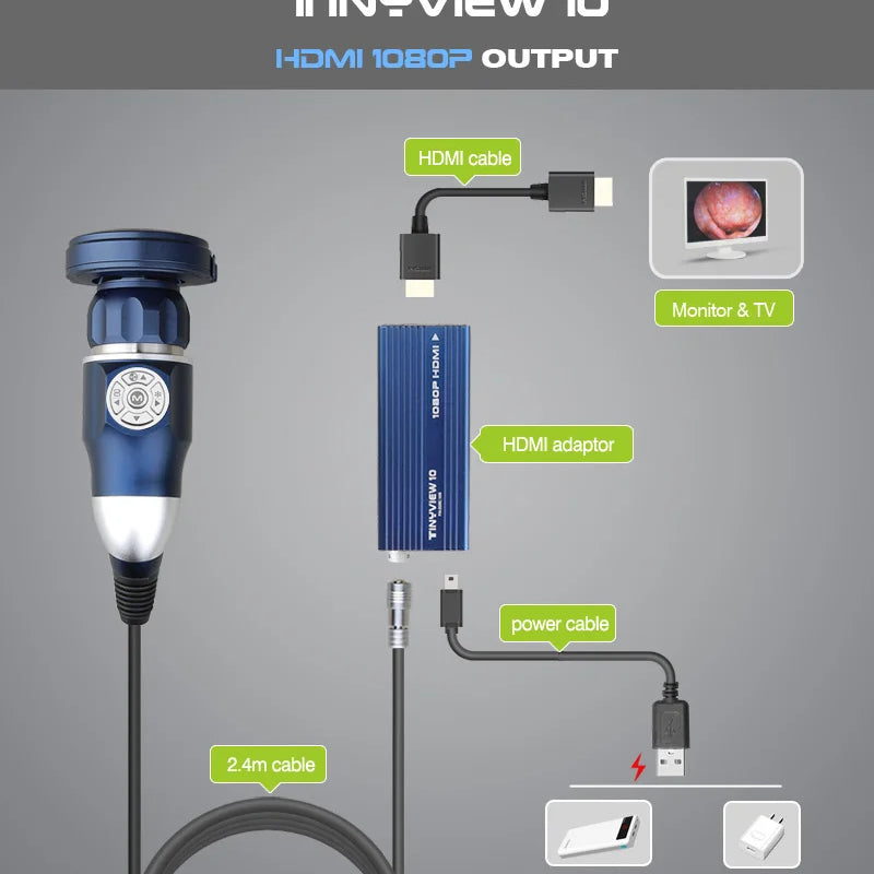 Portable 1080P Endoscope Camera, HDMI/USB Dual Mode for ENT/Arthroscopy/Veterinary Surgery, Support Android/PC/Monitor