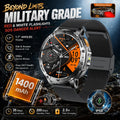 2026 New Military TANK 1400mAh Battery Smart Watch IP68 Waterproof LED Flashlight Heart Rate Sports tracker SOS Smart Watch Men