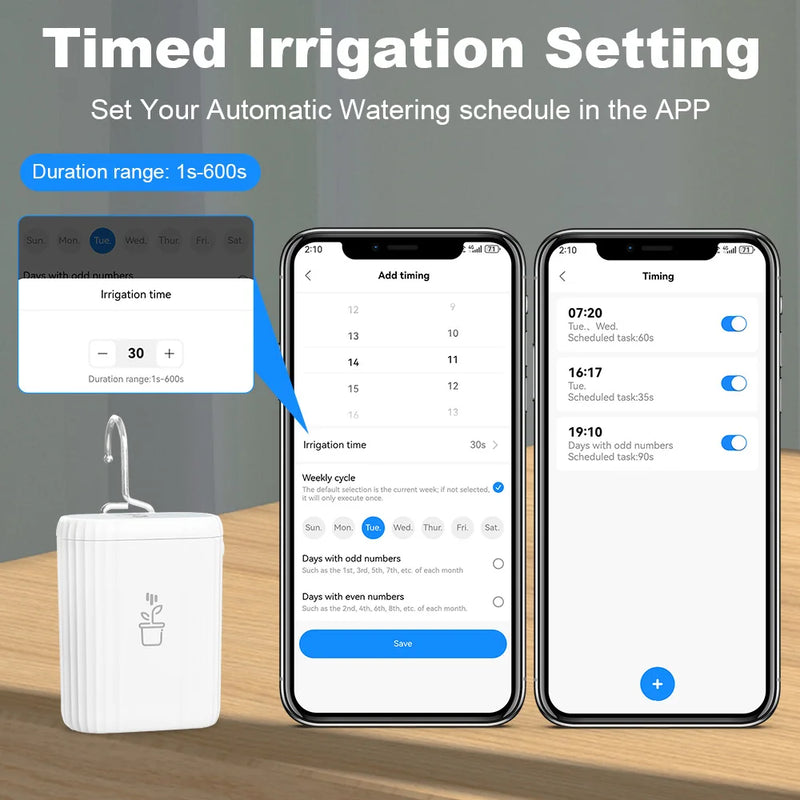 MANHOT WiFi Smart Watering Drip Pump Recharge Battery Irrigation kits Intelligent Sprinkler Drip Irrigation Garden Tools