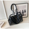 Multi-Color Soft Leather Shoulder Bag, Minimalist Ruched Hobo Purse with Adjustable Strap, Commute & Casual Use, Neutral Design