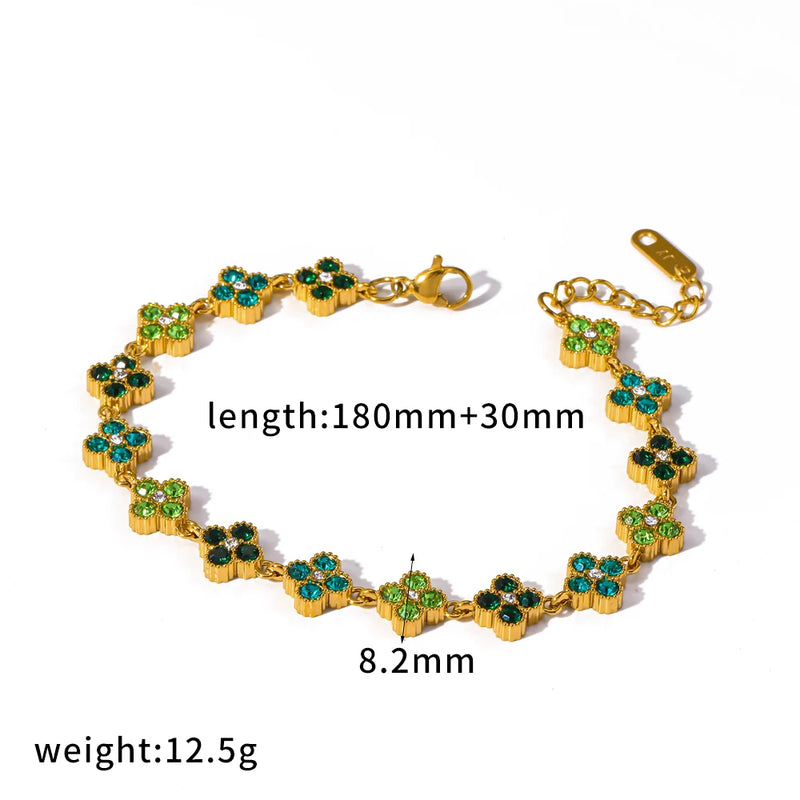 18K Gold Plated Stainless Steel Bracelet with Delicate Cubic Zirconia Luxury Fashion Party Jewelry Gift