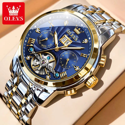 9910 Original Men's Automatic Mechanical Watch Luxury Skeleton Stainless steel Waterproof Luminous Watches | SAMAG