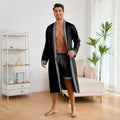 Men Long Nighty&Robe Set Summer Ice Silk Pajamas Set Sleepwear Loose Casual Home Clothes Nightwear Male Loungewear