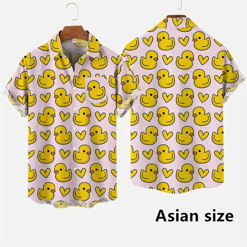 Hawaiian Men Shirts 3D Print Cartoon Cute Duck Printing | SAMAG