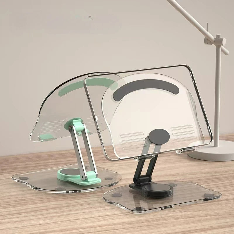 New Transparent Acrylic Tablet Stand, Foldable, Rotatable, Height-Adjustable, Multifunctional Desktop Non-Slip Tablet Support
