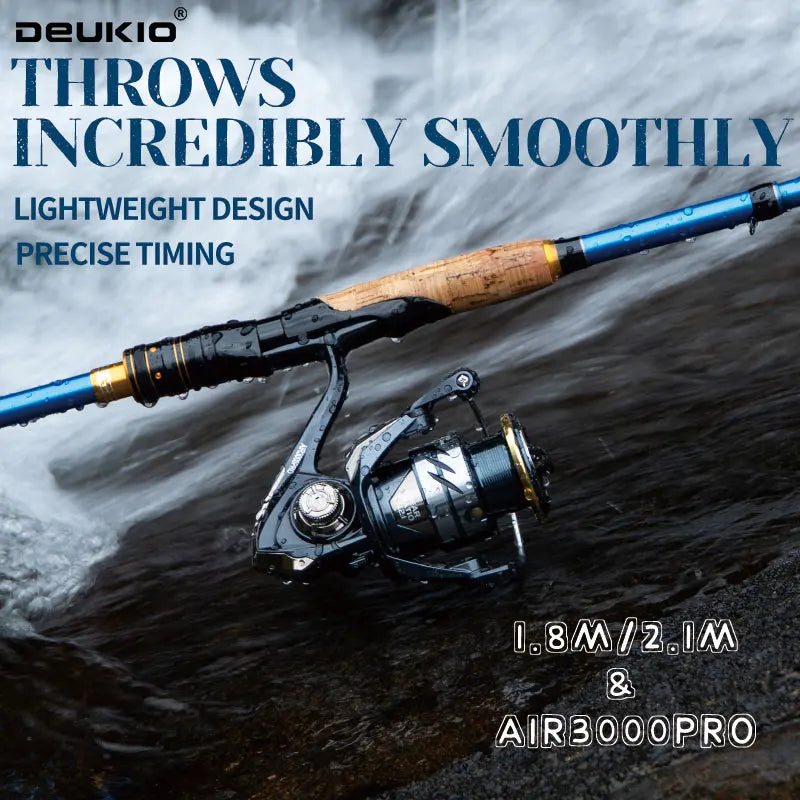 DEUKIO 4/5 Sections Fishing Rod Combo Carbon Fishing Rod and 3000 Series Carbon Body Spinning Reel Set Pesca Fishing Tackle