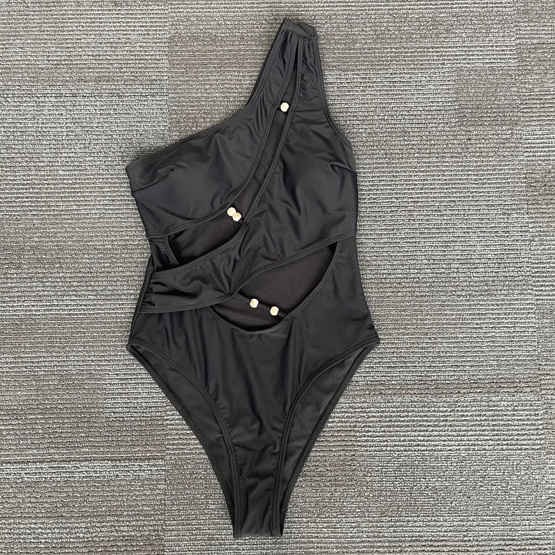 Bikini One Piece Swimsuit Vintage Black Swimwear Women | SAMAG