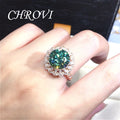 Light Luxury 925 Sterling Silver Blue-Green Moissanite Ring, Dazzling and Luxurious Open Ring, Jewelry for Women