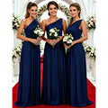One Shoulder Lemon Yellow Bridesmaid Dresses Chiffon | SAMAG