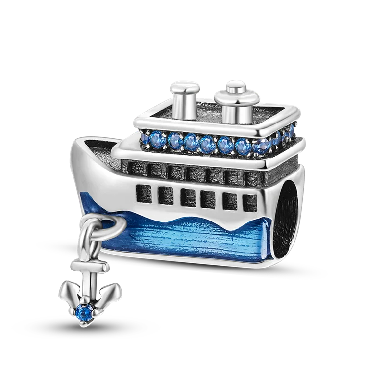 925 Sterling Silver Ocean Theme Charm Beads For Women Blue Wave Dolphin Seashell Compatible Summer Beach Vacation Jewelry