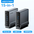Vention 15-in-1 USB C Docking Station 4K@60Hz HDMI DP Triple Monitor  Hub USB 3.2 PD 100W Adapter for Windows MacBook HP Laptop