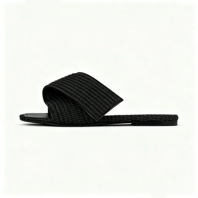 Summer Women's Flat Slippers, Women's Outerwear, Square Head, Open Toe, One Line Slippers, Men's Slippers