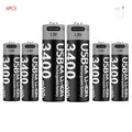 1.5V AA 3400mAh USB Type-C Rechargeable Lithium Battery for Hunting Camera Remote Control Mouse Smart Door Lock Microphone