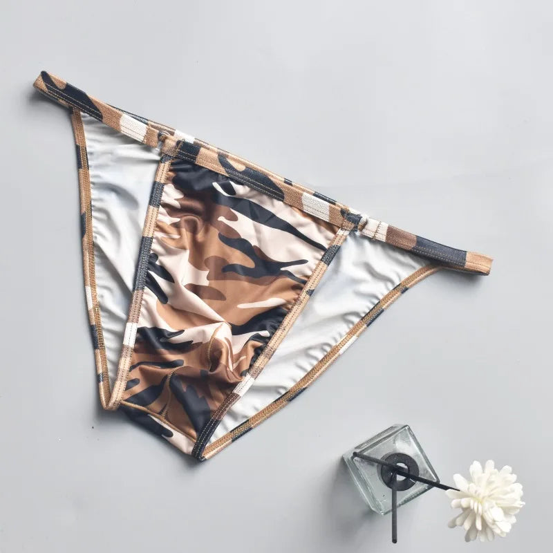 Men Underwear Sexy Men Camouflage Briefs Cuecas Calzoncillos Hombre Slip Mens Silky Bikini Briefs Underpants U Pouch Lingerie