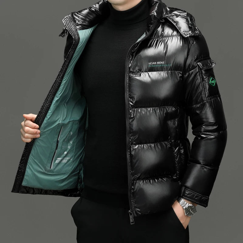Thick Warm Bright Down Jackets 2024 Winter Men's Casual Loose Shiny Puffer Coat Outwear Windproof Waterproof Cotton-Padded Parka