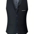 Men Lapel Black Collar 3 Pcs Suit Set Coat Vest Trousers / Business Groom Wedding Dress Fprmal Blazer Pants Waistcoat