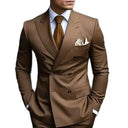 High Quality Brown Men Suits 2024 Double Breasted Bespoke Wedding Suit Peaked Lapel Formal Blazer Slim Fit 2 Piece Jacket Pants