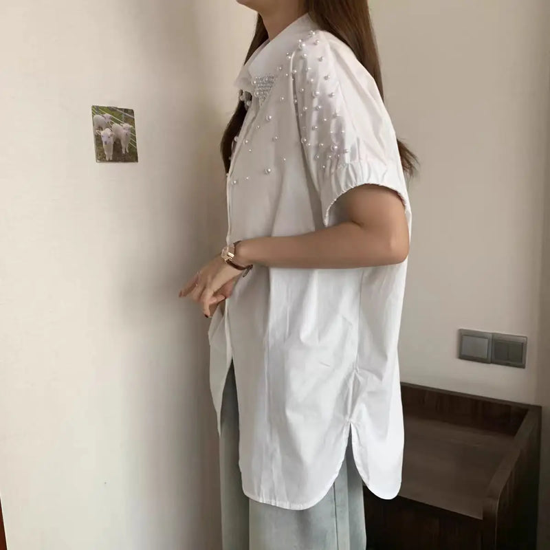 High - end Loose Casual Cotton Short Sleeve Shirts Blouses - View 2 | SAMAG