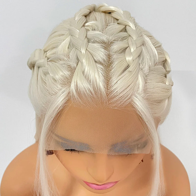Charisma Synthetic Lace Front Wig Blonde Hair Wigs With Braided Synthetic Wigs For Women Natural Hairline Heat Resitant Fiber
