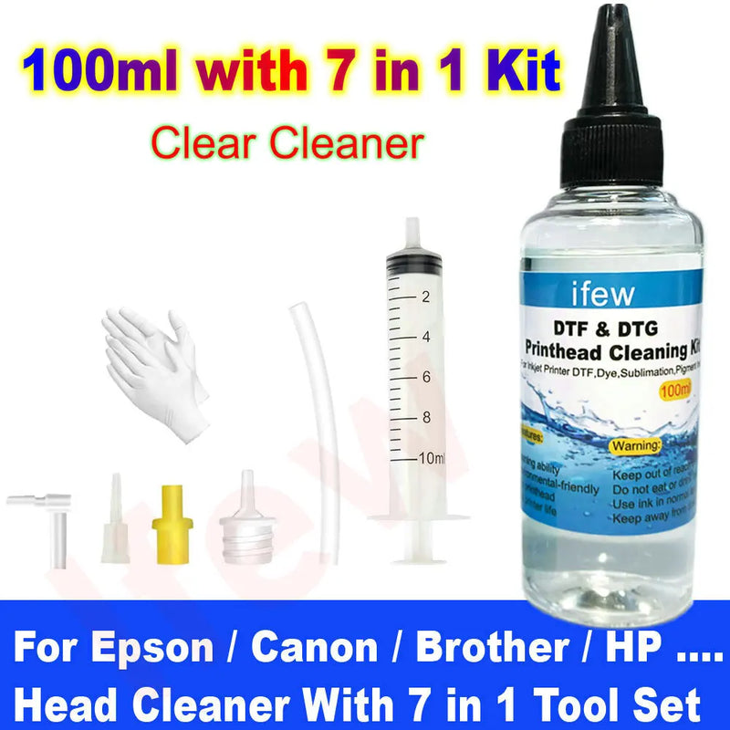 Print Head Dtf Cleaner Printer Cleaning Liquid Kit for Epson Canon HP Brother Nozzle Cleaning Solution Fluid Clean Printer Heads