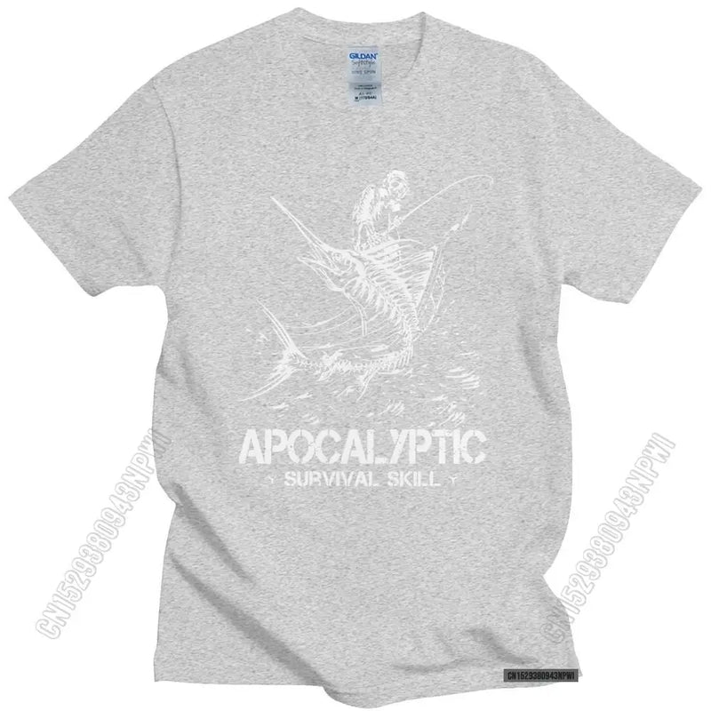 Fashion Marlin Fishing Apocalyptic T Shirt Men's Short Sleeve Fish T-Shirt Fathers Day Fisherman Summer Tshirt Cotton Top