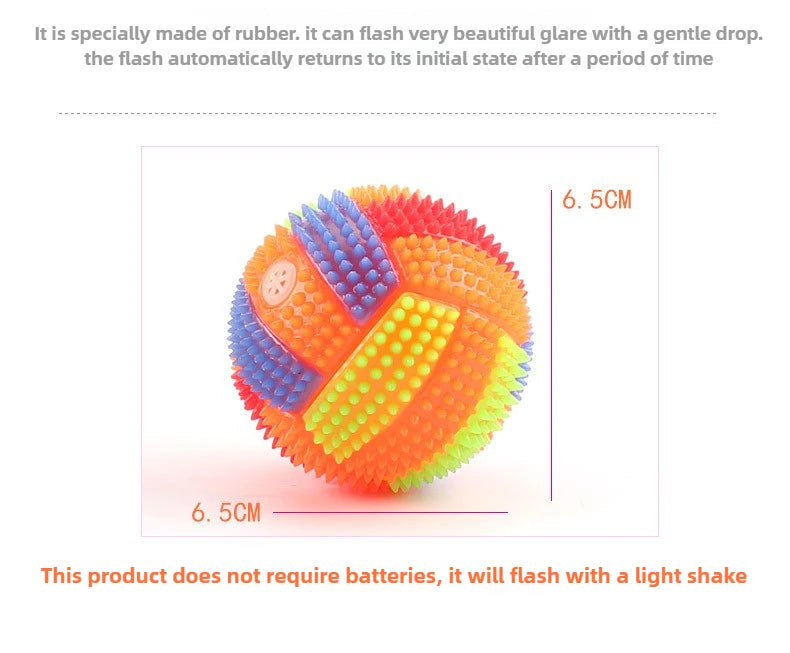 Glowing Bouncy Ball with Whistle Sound Elastic Chew Toy for Dogs Teeth Cleaning Massage Ball Safe Pet Toys Stress Relief Gift‌