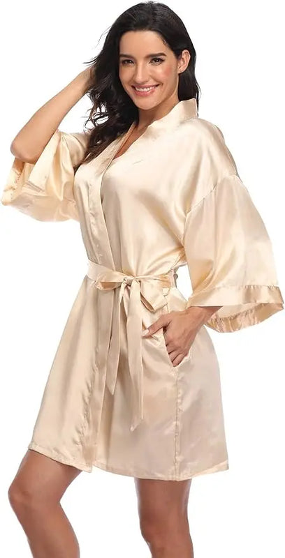 Women's Pure Short Silky Robes Bridesmaid Bride Party | SAMAG