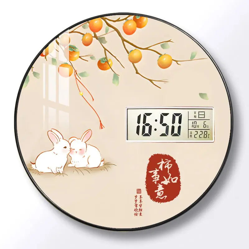 Modern wall clock for living room, home use, creative, silent, drill-free wall-mounted decorative painting electronic clock