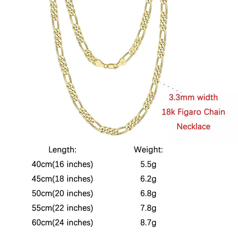ORSA JEWELS Trendy Men Woman Figaro Chain Necklace 3.3/5/7mm Diamond-Cut Figaro Chain 925 Silver Jewelry Party Gift OSC34
