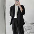 2022 Fashion Summer 2-piece Set Solid Color Single-breasted Casual Simple Student Wear Homme Loose Suits Wear (Blazers + Pants)