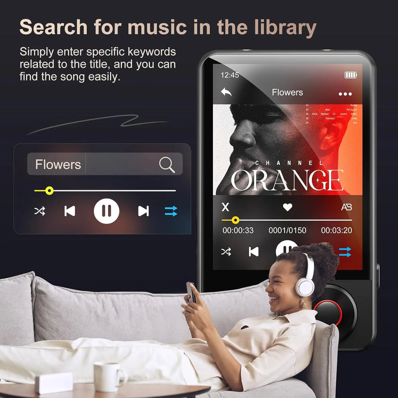 MECHEN 64GB/128GB MP3 Player with Bluetooth 5.3, 2.4’ Portable Full Touchscreen Music Player with Speakers