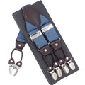 Men's Casual Fashion Leather Suspenders Adjustable High Quality Belt Strap Braces with 6 Clips