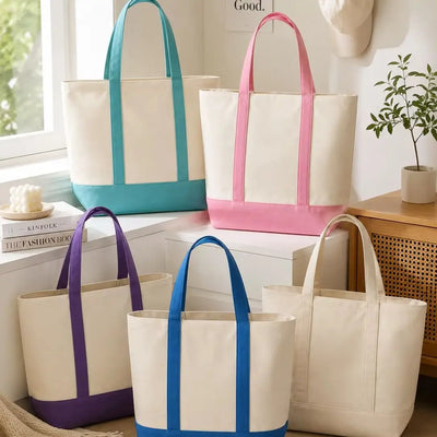 Women's Colorblock Canvas Tote Bag, Large Capacity | SAMAG