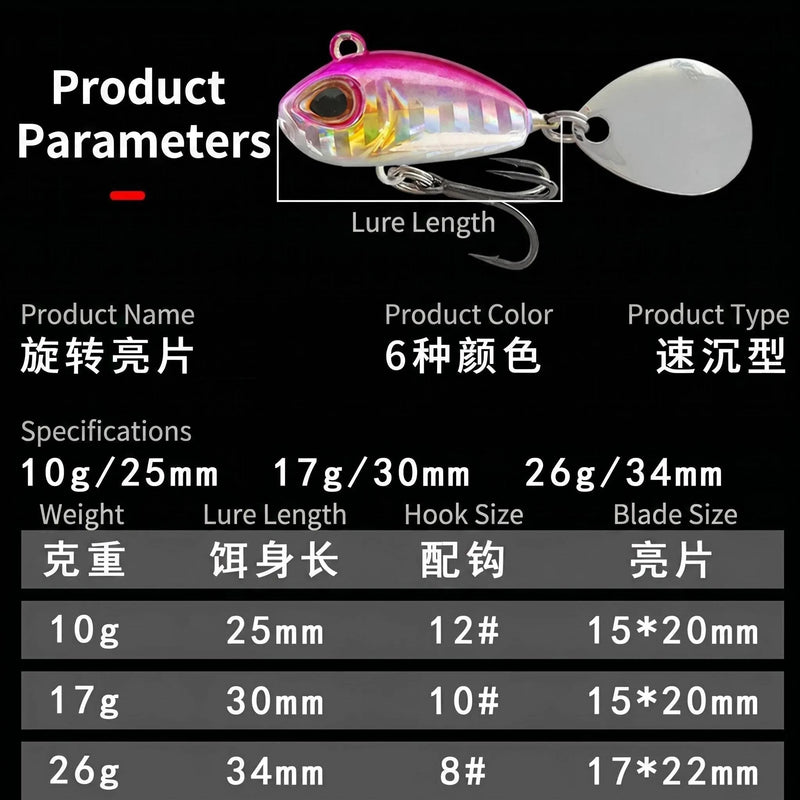 Mini VIB Fishing Lure With Rotating Spinning Metal Blade | SAMAG