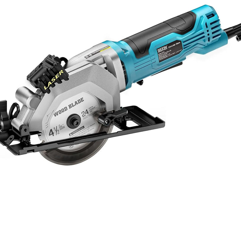 SEESII Mini Circular Saw 4.8A 4000RPM Corded Compact 4 - 1/2" with Laser 45° Bevel Cut and Dust extraction - View 9 | SAMAG