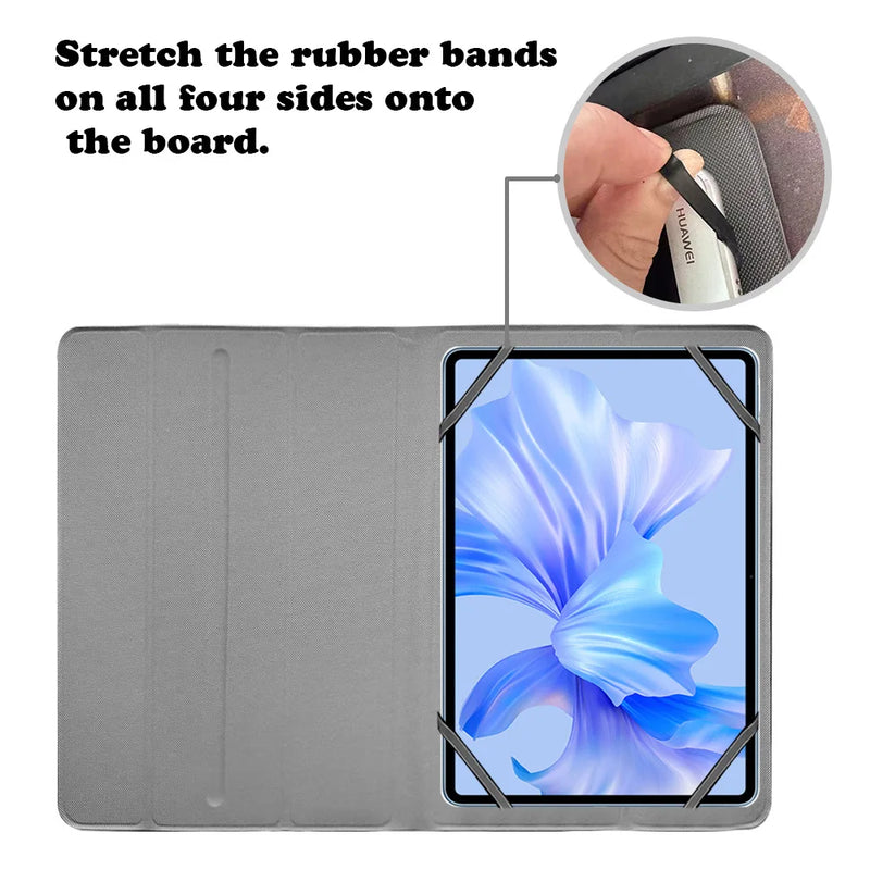 Case for 9.7-inch, 10-inch, 10.1-inch, 11-inch, 11.5-inch Tablet. Triple Fold, with Bracket, Universal Protective Leather Case.