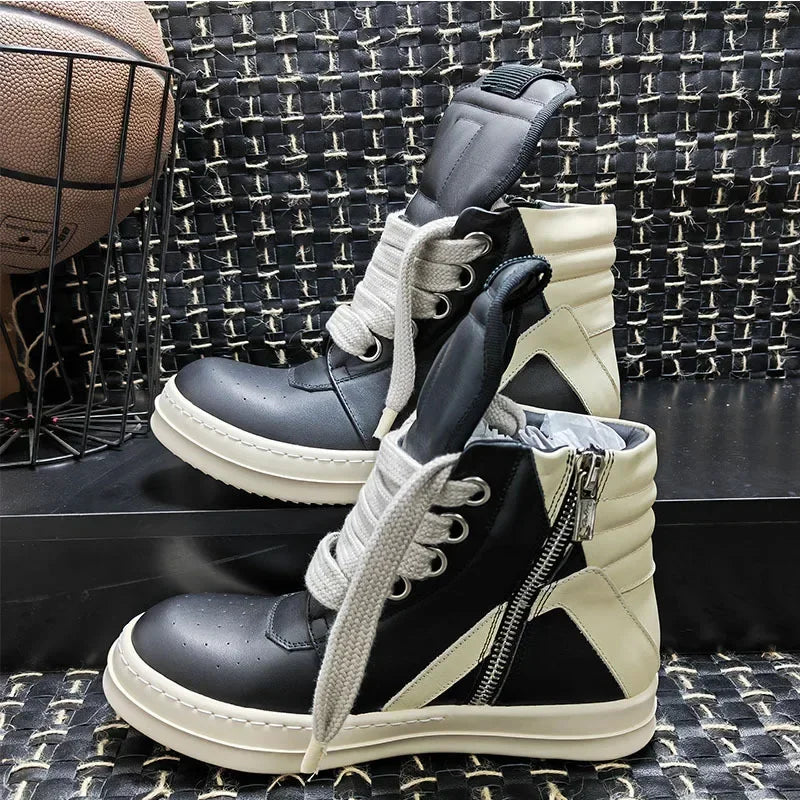 High-top Long Boots, Men's Autumn and Winter Shoes, High Street Niche Retro Motorcycle Versatile Sports Casual Sneakers