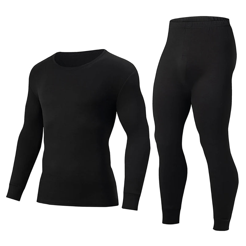 2-piece Autumn And Winter Men's Solid Color Simple and Versatile Round Neck Warm Underwear Set Comfortable Youth Home Clothes