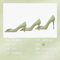 Green Luxury Women's Shoes Rhinestone Woman Pumps Star Style High Heels Shoes Fashion Pointed Buckle Ladies Prom Party Shoes