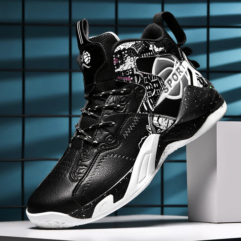 Men's High Top Basketball Shoes Thick Bottom Anti Slip Sneakers Casual Comfortable Outdoor Athletic Training Unisex Sports Shoes