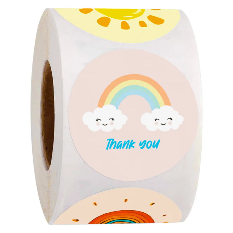 50 - 1inch Cartoon Cute Sun Rainbow Clouds Sticker Thank - View 10 | SAMAG